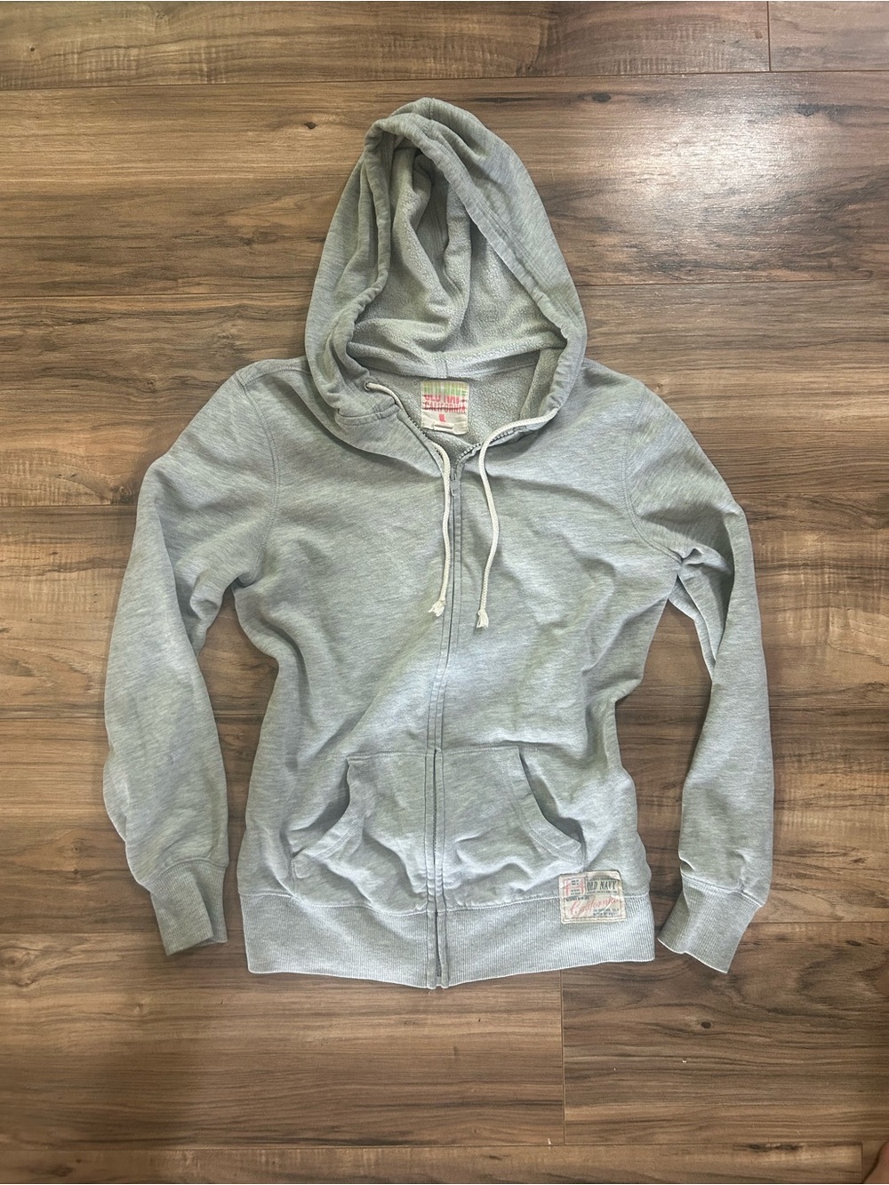 Old Navy Light Gray Full-Zip Hooded Sweatshirt